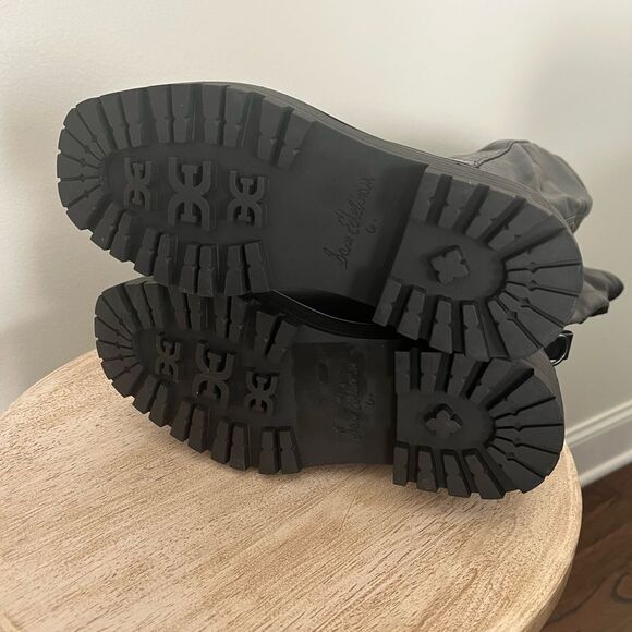 Sam Edelman Lerue Over The Knee Stretch Side Zip Lug Combat Boots Black NWOB - Picture 11 of 13